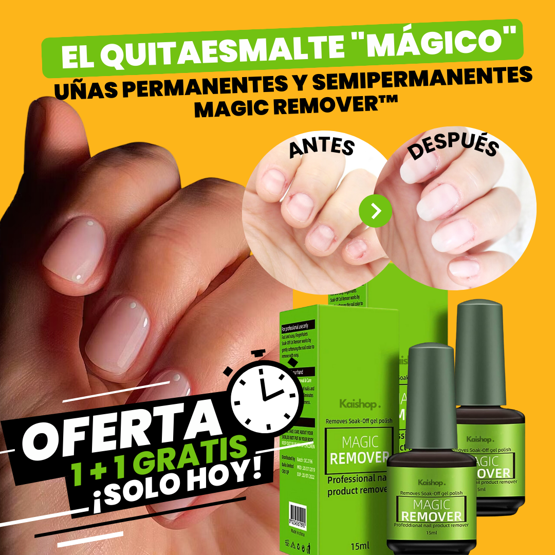 Quitaesmalte "Mágico" para uñas Permanentes y Semipermanentes | 1 + 1 GRATIS