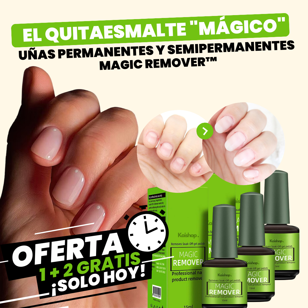 Quitaesmalte "Mágico" para uñas Permanentes y Semipermanentes | 1 + 2 GRATIS