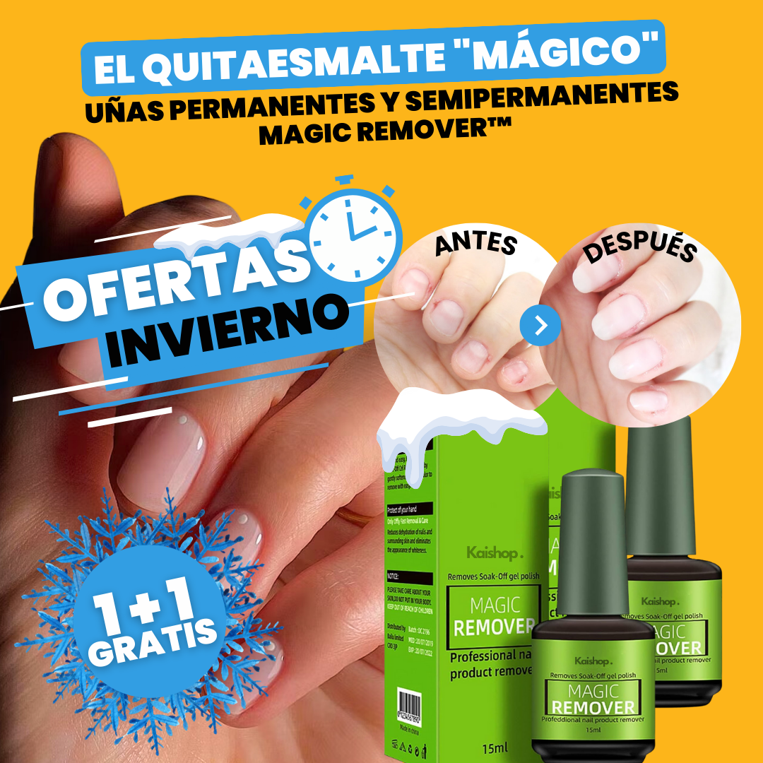 Quitaesmalte "Mágico" para uñas Permanentes y Semipermanentes | 1 + 1 GRATIS