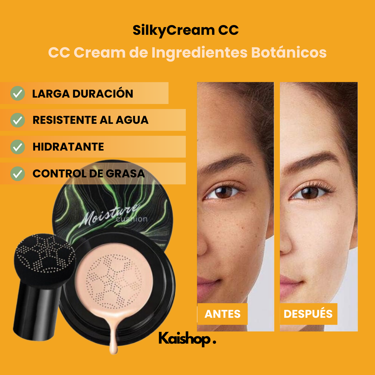 Base de maquillaje SilkyCream CC + Brocha de Regalo (1 + 2 GRATIS)