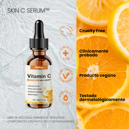 SERUM CONCENTRADO de VITAMINA C. COLÁGENO y ÁCIDO HIALURÓNICO - SKIN C SERUM™ (1 + 2 GRATIS)