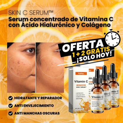 SERUM CONCENTRADO de VITAMINA C. COLÁGENO y ÁCIDO HIALURÓNICO - SKIN C SERUM™ (1 + 2 GRATIS)