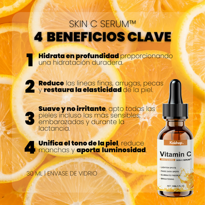 SERUM CONCENTRADO de VITAMINA C. COLÁGENO y ÁCIDO HIALURÓNICO - SKIN C SERUM™ (1 + 2 GRATIS)