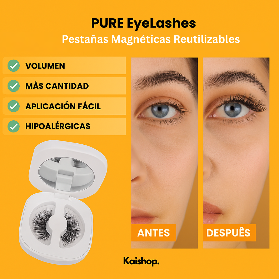 PURE EyeLashes  (1 + 1 GRATIS)- Pestañas MAGNÉTICAS REUTILIZABLES SIN PEGAMENTO