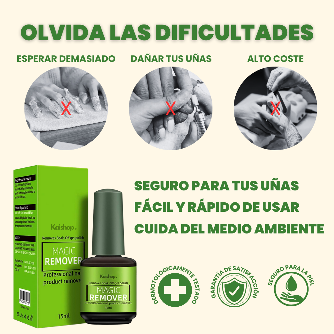 Quitaesmalte "Mágico" para uñas Permanentes y Semipermanentes | 1 + 2 GRATIS