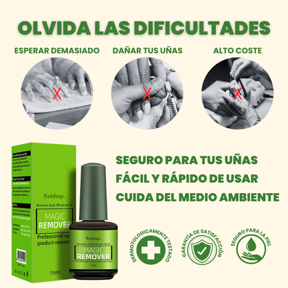 Quitaesmalte "Mágico" para uñas Permanentes y Semipermanentes | 1 + 2 GRATIS